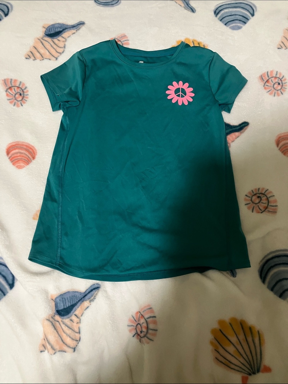 all in motion Teal Short Sleeve Tee with Pink Flower Graphic